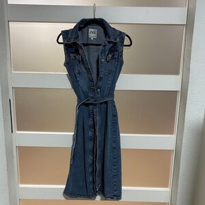 Zara Dark Blue Denim Midi Dress